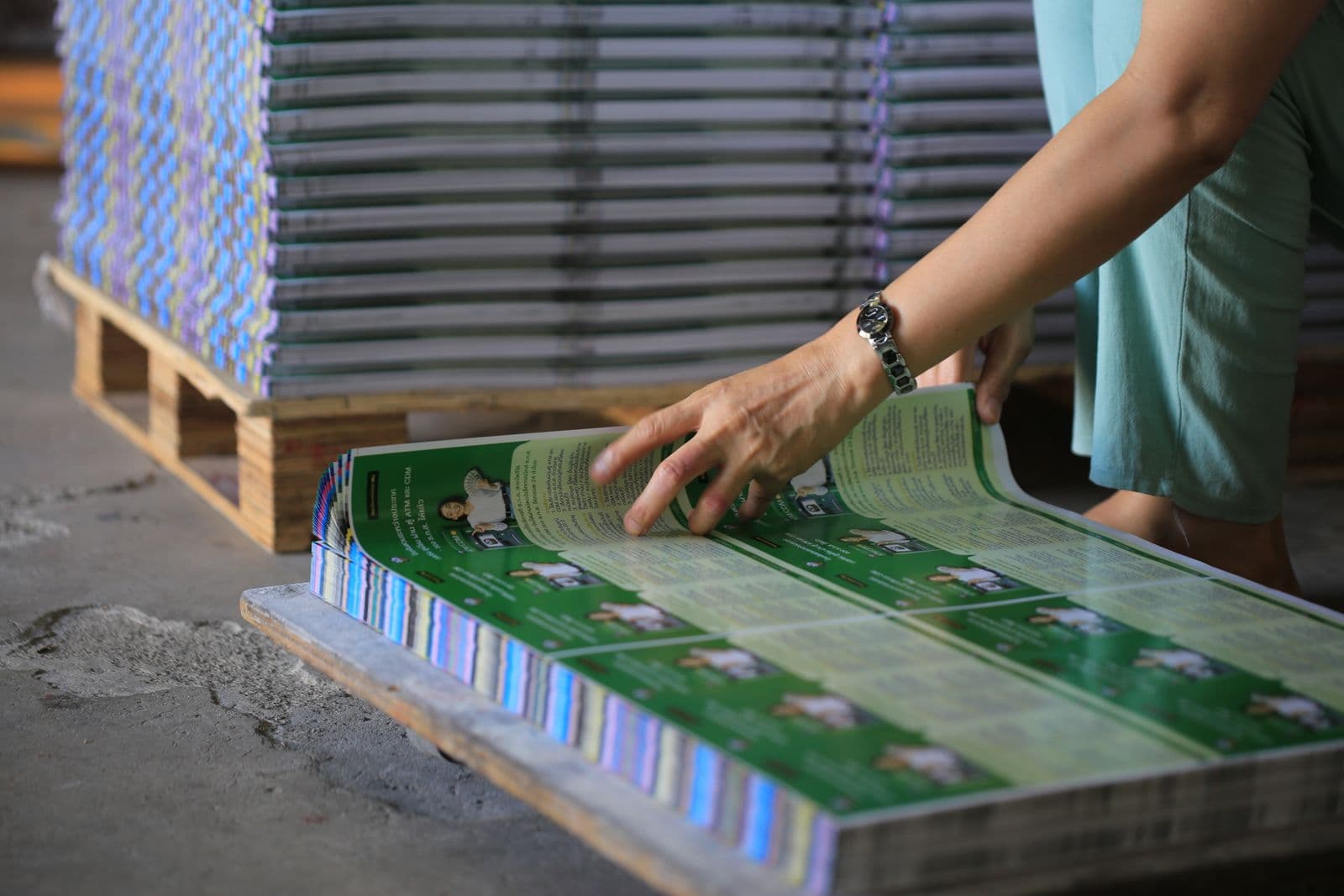 Finished copies stacked for dispatch